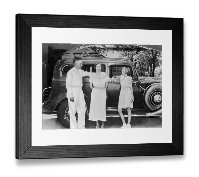 Framed Print : Truman Family Posing with Automobile Framed Print : Truman Family Posing with Automobile