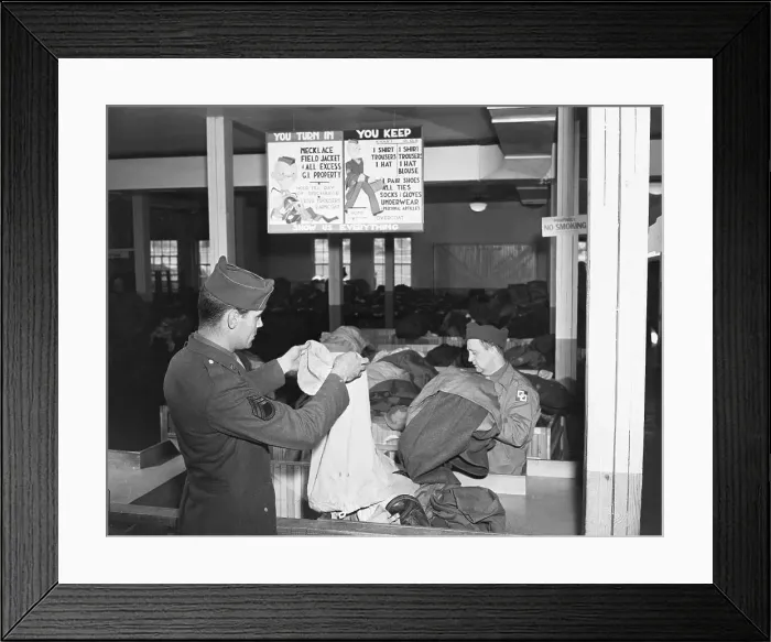 Framed Print : American Soldier Turning in His Military Clothing Framed Print : American Soldier Turning in His Military Clothing
