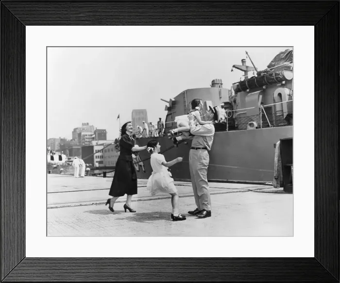 Framed Print : Sailor's Homecoming in World War II Framed Print : Sailor's Homecoming in World War II
