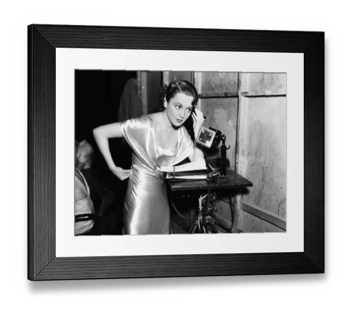 Framed Print : Oliva De Havilland Using Telephone Framed Print : Oliva De Havilland Using Telephone