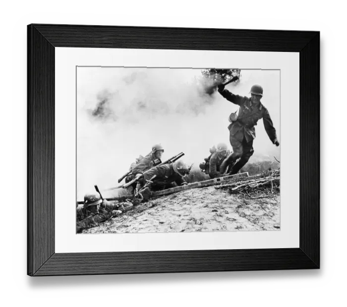 Framed Print : German Patrol Attacking with Grenade Framed Print : German Patrol Attacking with Grenade