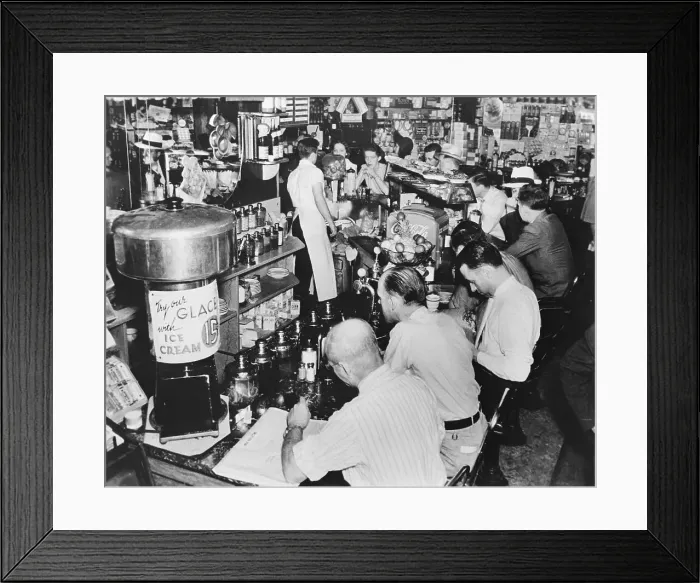 Framed Print : Patrons at a Soda Fountain Framed Print : Patrons at a Soda Fountain