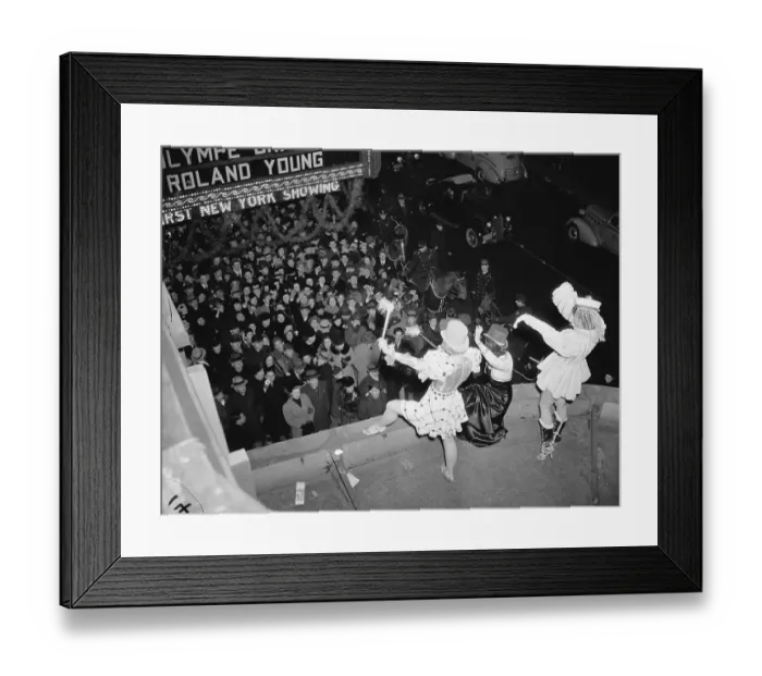 Framed Print : Women Wave from Marquee at Times Square Framed Print : Women Wave from Marquee at Times Square