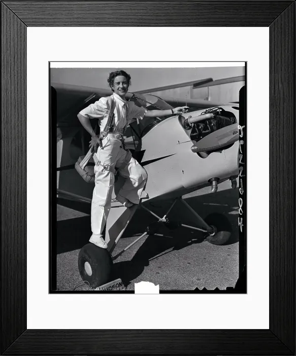 Framed Print : Evelyn Hudson Standing on Plane Wheel Framed Print : Evelyn Hudson Standing on Plane Wheel