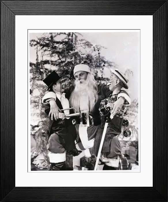 Framed Print : Edgar Bergen as Santa Claus with Dummies Framed Print : Edgar Bergen as Santa Claus with Dummies