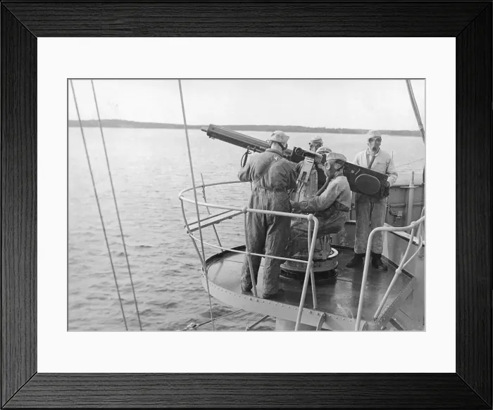 Framed Print : Navy Men at Gun aboard Antiaircraft Framed Print : Navy Men at Gun aboard Antiaircraft