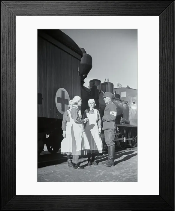 Framed Print : Auxiliary Women and Army Medical Corps Standing By Framed Print : Auxiliary Women and Army Medical Corps Standing By