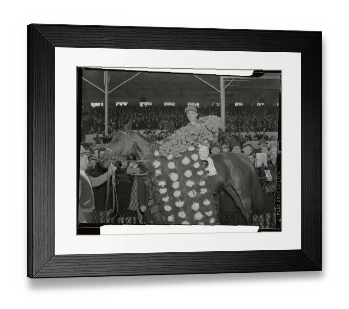 Framed Print : Eddie Arcaro Sitting Adorned on Challedon Framed Print : Eddie Arcaro Sitting Adorned on Challedon