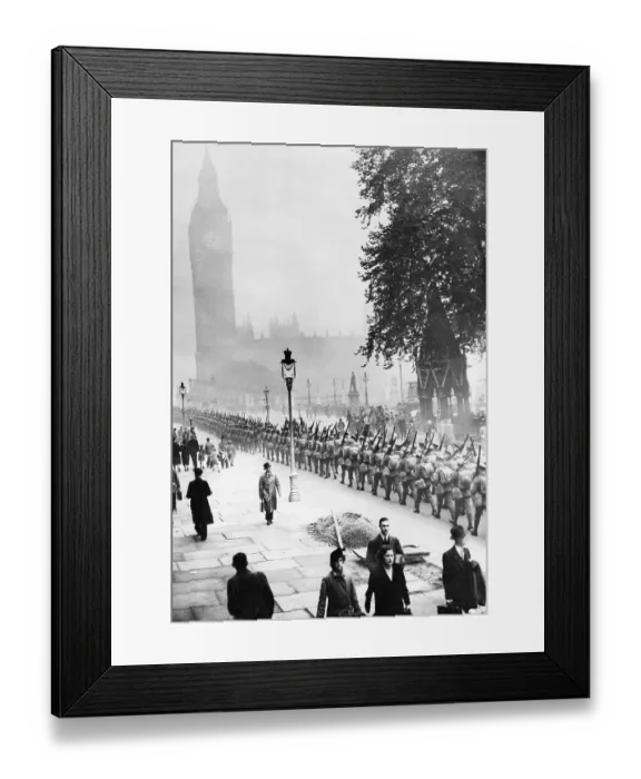 Framed Print : Soldiers Leaving London; Big Ben In Back Framed Print : Soldiers Leaving London; Big Ben In Back