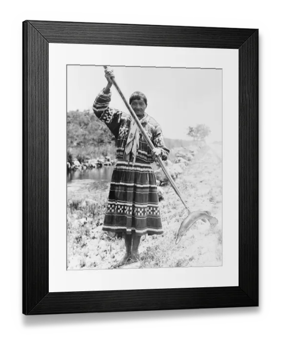 Framed Print : Seminole Man Using a Spear to Fish Framed Print : Seminole Man Using a Spear to Fish