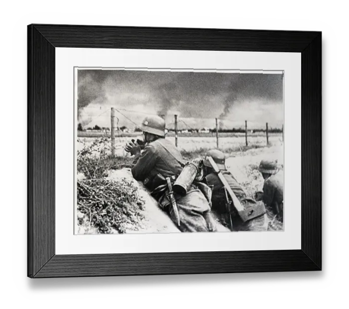Framed Print : German Troops Watch a Polish Village Burn Framed Print : German Troops Watch a Polish Village Burn