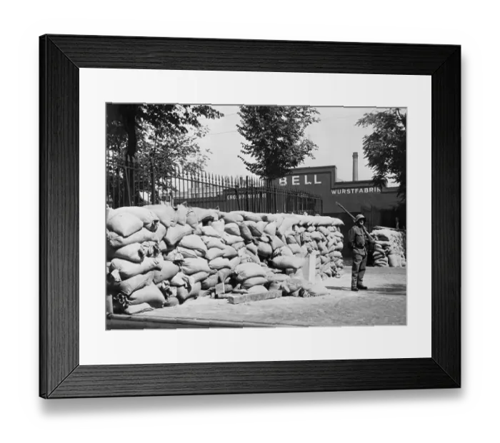 Framed Print : Sentry Guards Sandbagged Gateway Framed Print : Sentry Guards Sandbagged Gateway