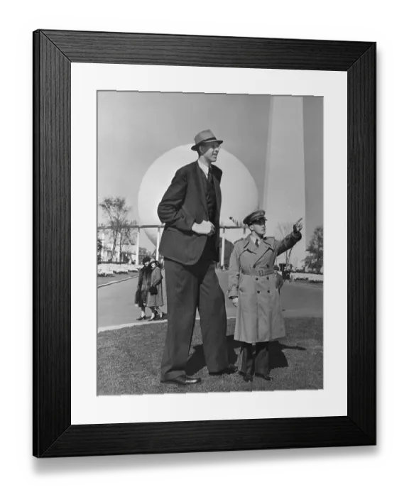Framed Print : Robert Wadlow with Tour Guide Framed Print : Robert Wadlow with Tour Guide