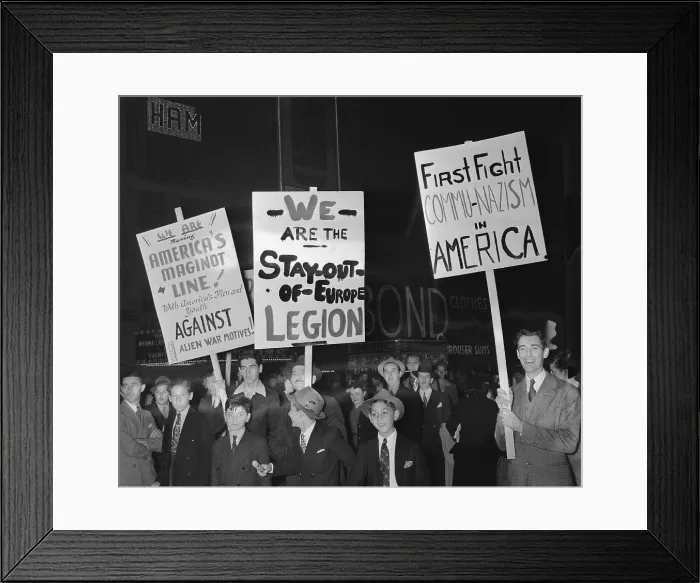 Framed Print : Anti European Involvement Group Carrying Signs in New York City