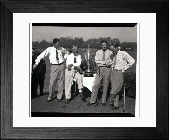 Framed Print : Golfers Standing Around PGA Trophy Framed Print : Golfers Standing Around PGA Trophy