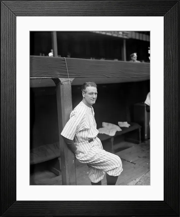 Framed Print : Lou Gehrig In Yankees Dugout Watching Framed Print : Lou Gehrig In Yankees Dugout Watching