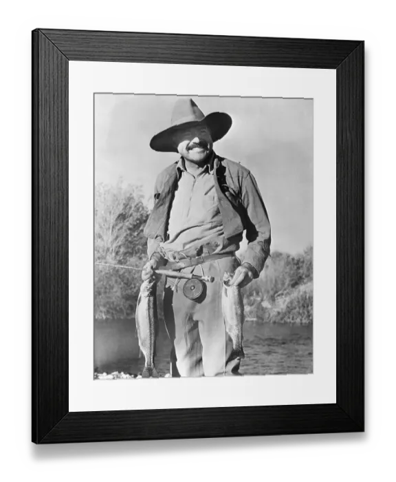 Framed Print : Ernest Hemingway Holding Fish Framed Print : Ernest Hemingway Holding Fish