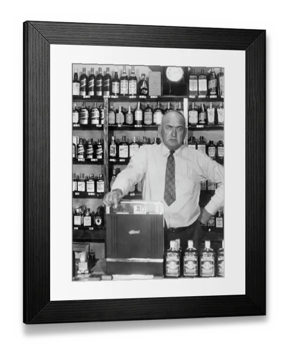 Framed Print : Joe Jackson at Register in Liquor Store Framed Print : Joe Jackson at Register in Liquor Store
