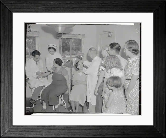 Framed Print : Doctors Treating Women at Migratory Camp Framed Print : Doctors Treating Women at Migratory Camp