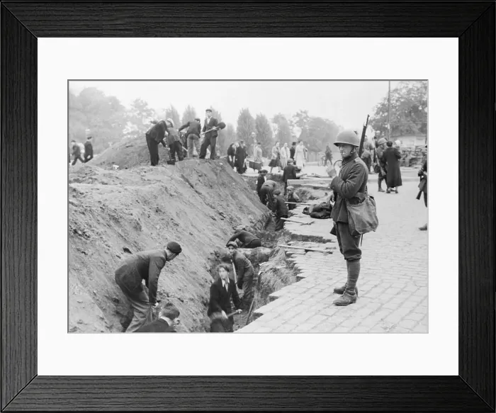 Framed Print : Poles Prepare Tank Traps in Warsaw 1939 Framed Print : Poles Prepare Tank Traps in Warsaw 1939