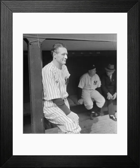 Framed Print : Lou Gehrig Observing Baseball Game from Dugout Framed Print : Lou Gehrig Observing Baseball Game from Dugout