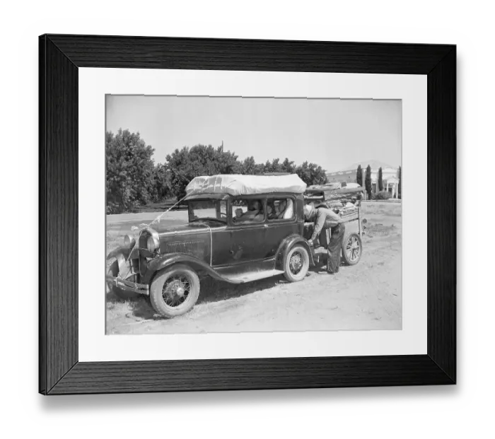 Framed Print : Family In Loaded Up Car Near Ranch Framed Print : Family In Loaded Up Car Near Ranch