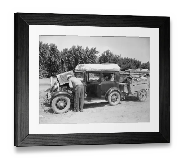 Framed Print : Man Checking Car for Problems Framed Print : Man Checking Car for Problems