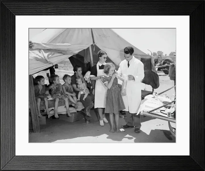 Framed Print : Vaccinating Children at California Migrant Camps Framed Print : Vaccinating Children at California Migrant Camps
