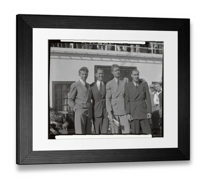 Framed Print : Tennis Players Standing on Ship Deck Framed Print : Tennis Players Standing on Ship Deck