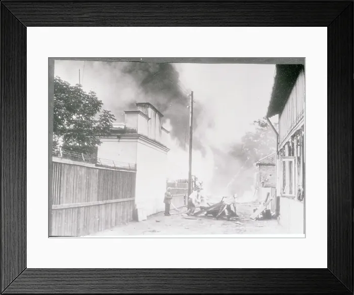 Framed Print : Bombs Exploding from Buildings Framed Print : Bombs Exploding from Buildings