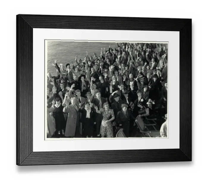 Framed Print : Passengers on the Ile De France Cheering Framed Print : Passengers on the Ile De France Cheering