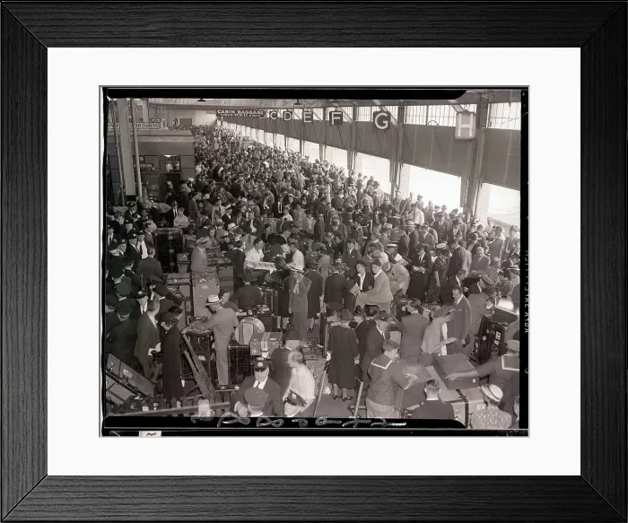 Framed Print : Ship Passengers Going Through Customs Framed Print : Ship Passengers Going Through Customs