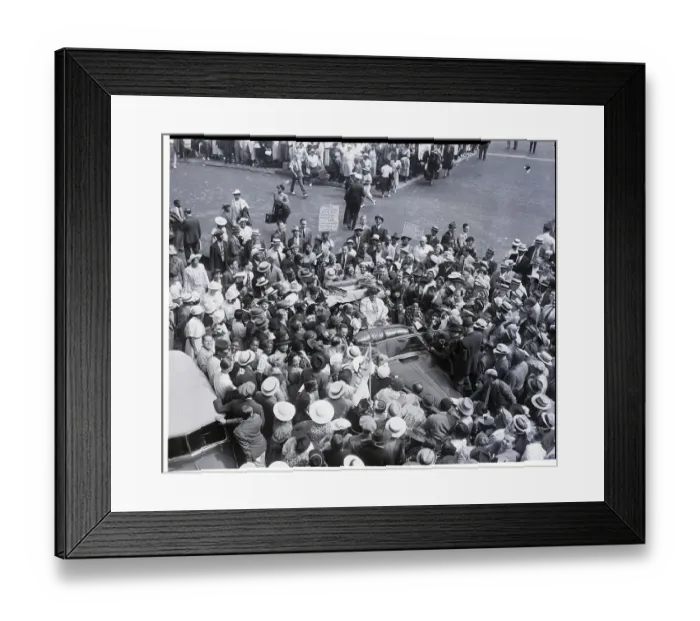 Framed Print : Father Divine in Car Surrounded by Crowd Framed Print : Father Divine in Car Surrounded by Crowd