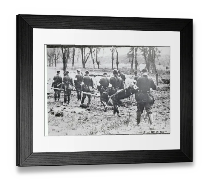 Framed Print : Soldiers Cautiously Walking on Field Framed Print : Soldiers Cautiously Walking on Field
