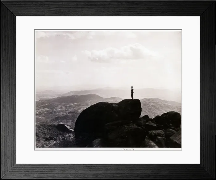 Framed Print : Observer Stands on Peak of Mountain Framed Print : Observer Stands on Peak of Mountain