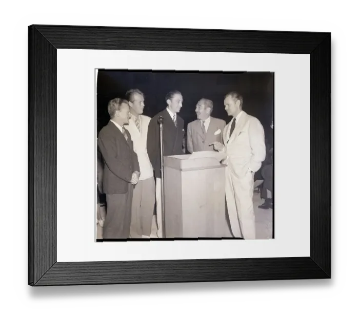 Framed Print : James Cagney and Fellow Actors at Podium Framed Print : James Cagney and Fellow Actors at Podium