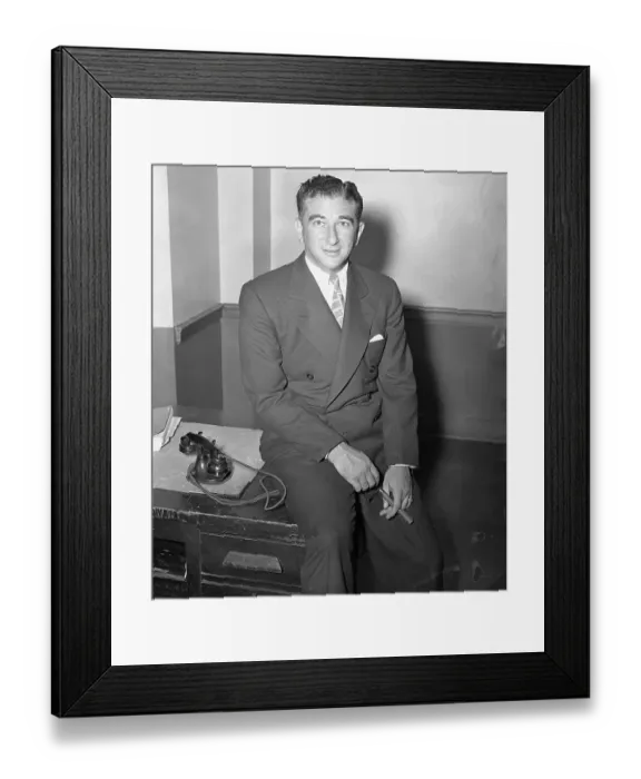 Framed Print : Abner Zwillman Sitting on Edge of Desk with Cigar in Hand Framed Print : Abner Zwillman Sitting on Edge of Desk with Cigar in Hand