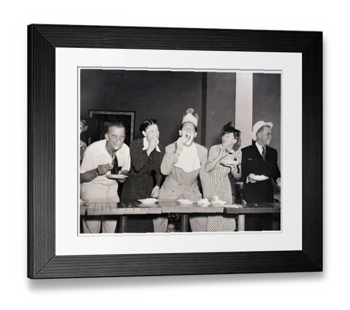 Framed Print : Actors Eating Doughnuts for Charity Framed Print : Actors Eating Doughnuts for Charity