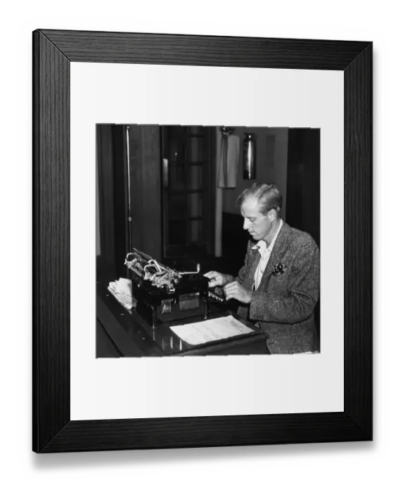 Framed Print : Businessman using typewriter Framed Print : Businessman using typewriter
