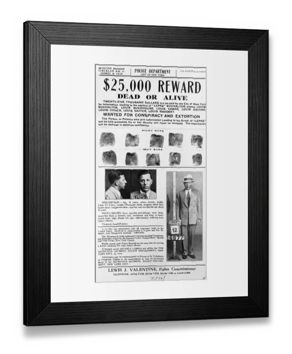 Framed Print : Wanted Poster for Murder, Inc. Leader Framed Print : Wanted Poster for Murder, Inc. Leader