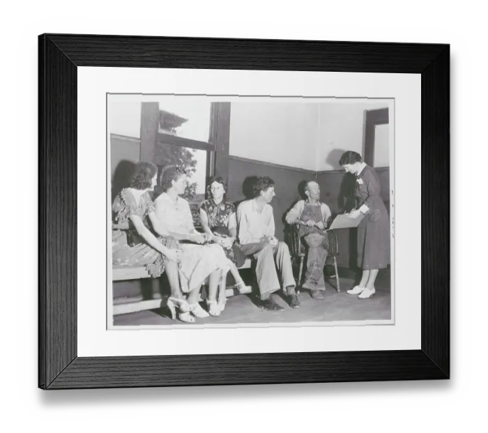 Framed Print : Nurse with Patients in Tuberculosis Clinic Waiting Room Framed Print : Nurse with Patients in Tuberculosis Clinic Waiting Room