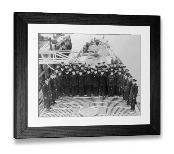 Framed Print : Navy Men Standing on Submarine Framed Print : Navy Men Standing on Submarine
