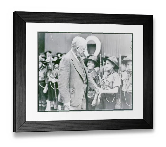 Framed Print : Boy Scout Shaking James B. West's Hand Framed Print : Boy Scout Shaking James B. West's Hand