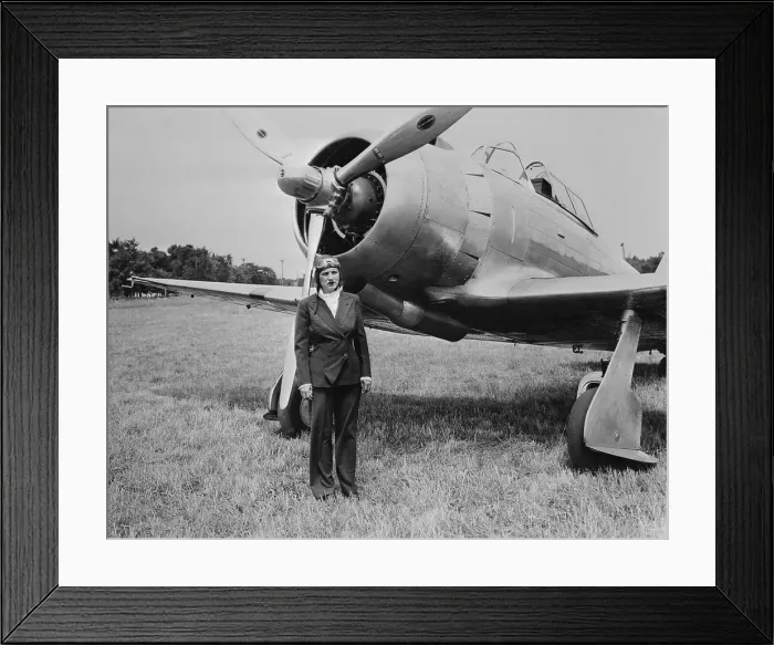 Framed Print : Pilot Jacqueline Cochran Standing Beside Airplane Framed Print : Pilot Jacqueline Cochran Standing Beside Airplane