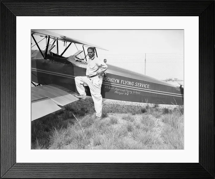Framed Print : Hubert Julian With Airplane Framed Print : Hubert Julian With Airplane