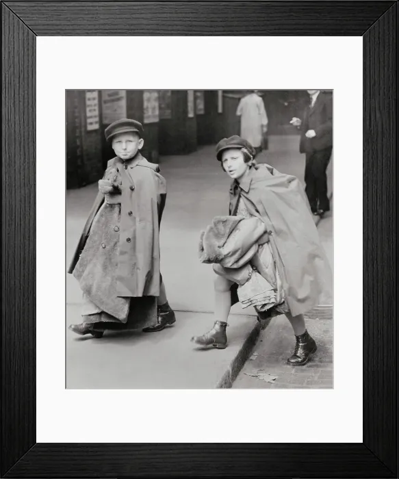 Framed Print : Two Refugee Children Walking Together Framed Print : Two Refugee Children Walking Together