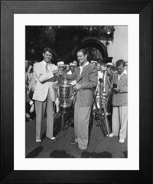 Framed Print : Byron Nelson and Henry Picard Shaking Hands over Trophy Framed Print : Byron Nelson and Henry Picard Shaking Hands over Trophy