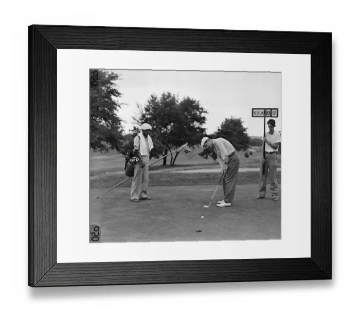 Framed Print : Caddy Watching Byron Nelson Putt Framed Print : Caddy Watching Byron Nelson Putt