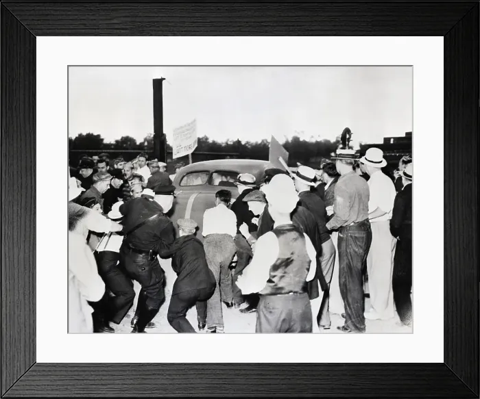 Framed Print : Policemen Tussle With Pickets Framed Print : Policemen Tussle With Pickets