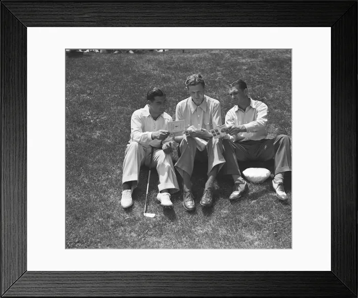 Framed Print : Ben Hogan Sitting on Green With Other Golfers Framed Print : Ben Hogan Sitting on Green With Other Golfers